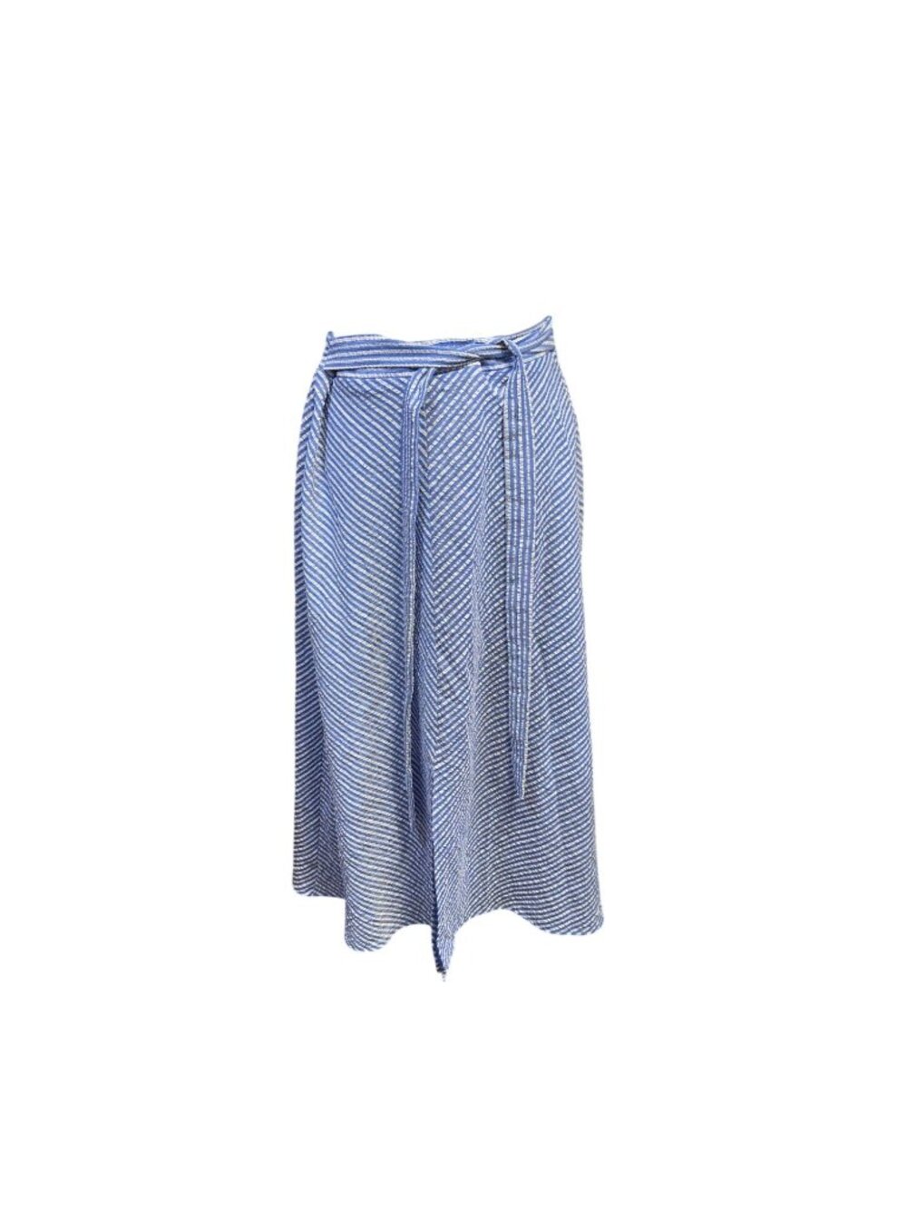 Westport Blue & White Striped Midi Skirt With Tie Waist Size M